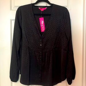 Lilly Pulitzer Hensley Top black leopard